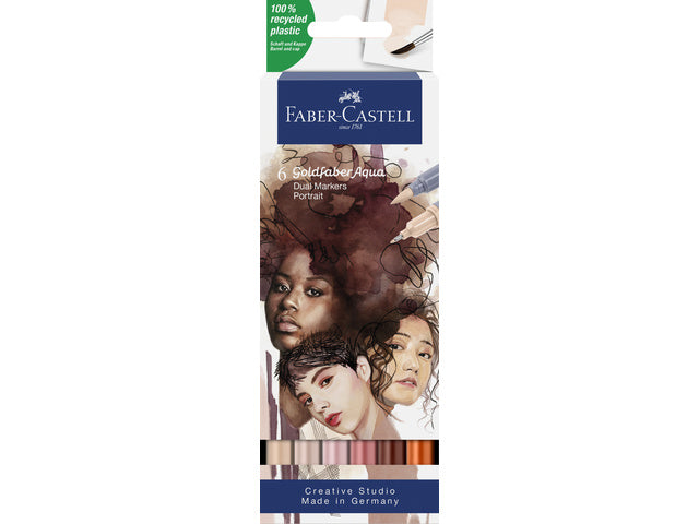 Duo aquarelmarker Faber-Castell Goldfaber etui 6 stuks Portret