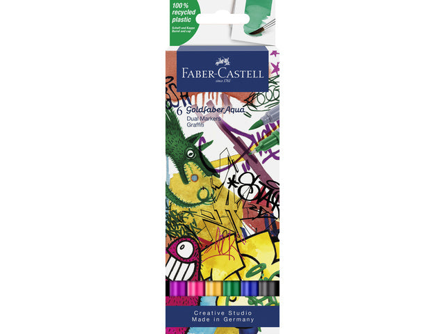 Duo aquarelmarker Faber-Castell Goldfaber etui 6 stuks Graffiti