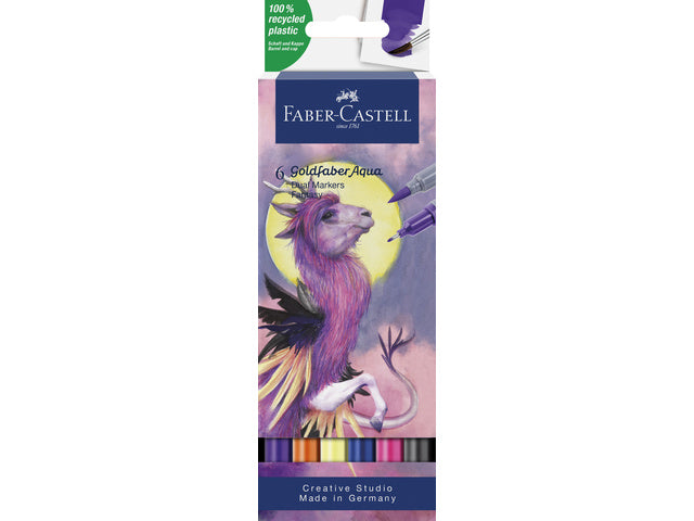 Duo aquarelmarker Faber-Castell Goldfaber etui 6 stuks Fantasie