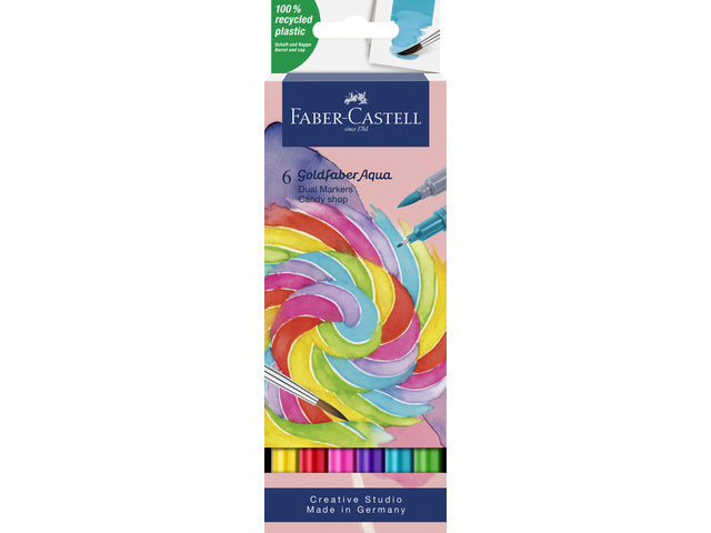 Duo aquarelmarker Faber-Castell Goldfaber etui 6 stuks Snoepwinkel