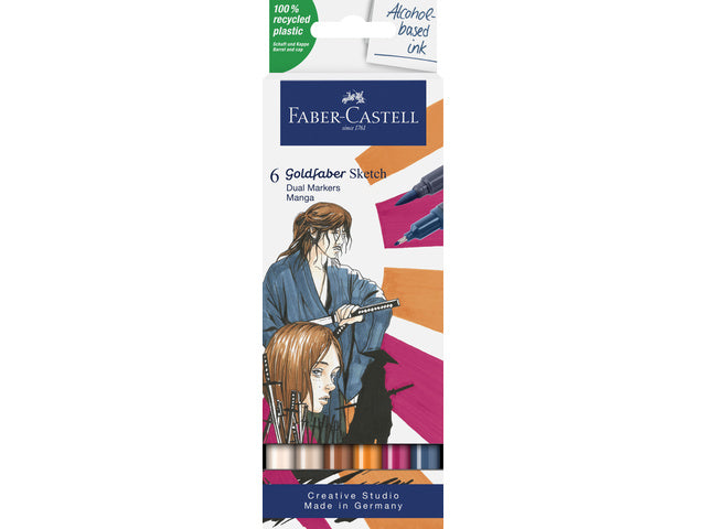 Sketchmarker Faber-Castell Goldfaber Etui 6 Stück Manga auf Alkoholbasis