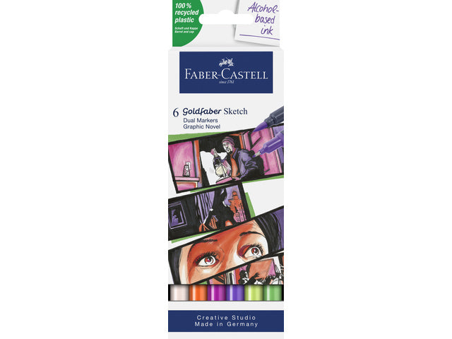 Sketchmarker Faber-Castell Goldfaber etui 6 stuks Graphic novel op alcoholbasis