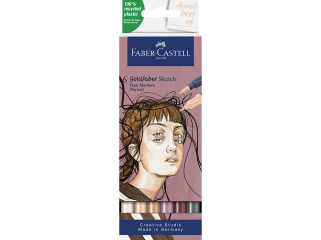 Sketchmarker Faber-Castell Goldfaber etui 6 stuks Portret op alcoholbasis