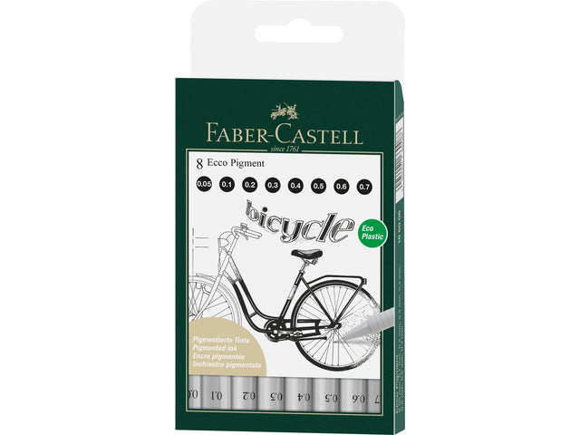 Tekenpen Faber-Castell Ecco pigment 8 st. diverse lijnbreedtes