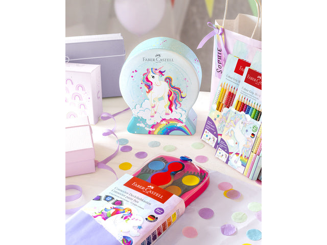 Kleurpotlood Faber-Castell Grip Unicorn 10-Farben-Griff + 3 glitzernde Pastellfarben inklusive Einhornaufkleber