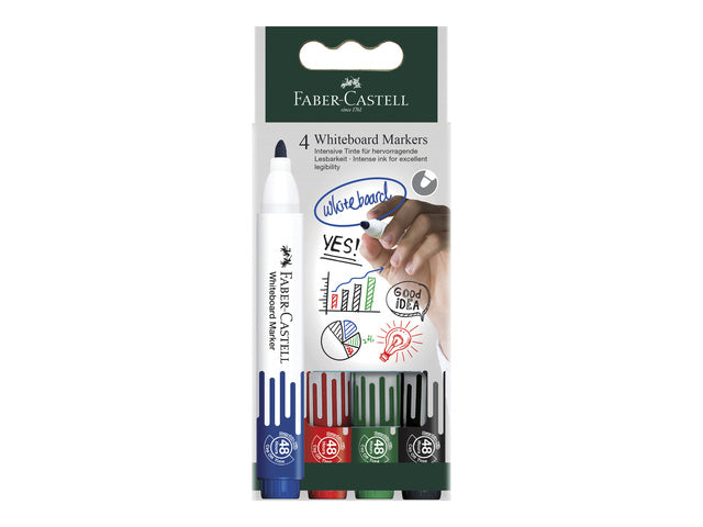 Whiteboardmarker Faber-Castell Set 4 Stück schwarz, grün, rot, blau