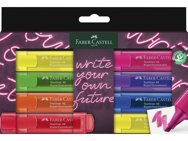 Tekstmarkers Faber-Castell 46 Neon 8 stuks in kartonnen etui