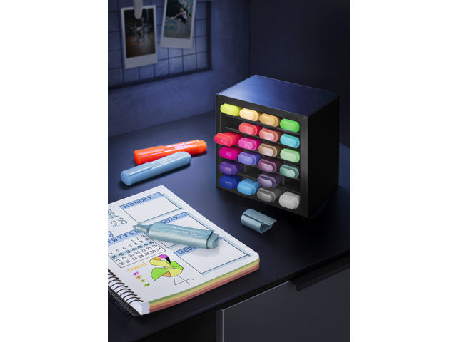 Tekstmarkers Faber-Castell Bureauset 24 kleuren, 7 neon, 9 pastel en 8 metallic kleuren