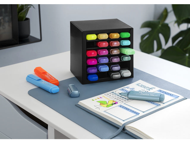 Tekstmarkers Faber-Castell Bureauset 24 kleuren, 7 neon, 9 pastel en 8 metallic kleuren