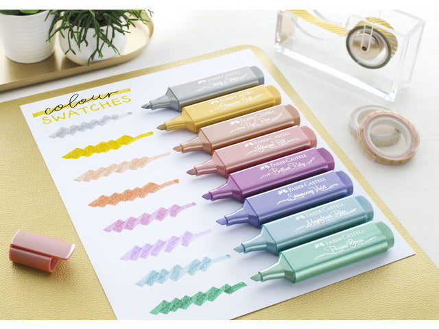 Tekstmarkers Faber-Castell Bureauset 16 kleuren, 4 neon, 4 pastel en 8 metallic kleuren