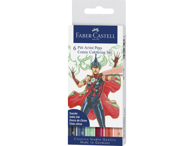 Tekenstift Faber-Castell Pitt Artist Pen Comic 6-teiliges Etui