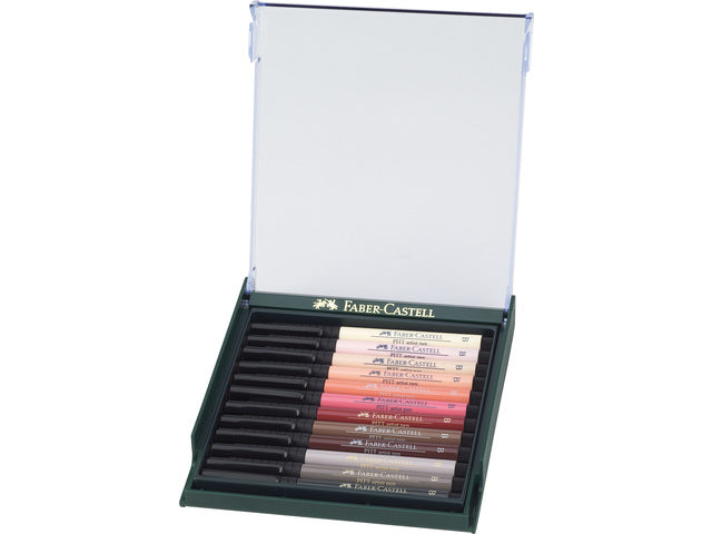 Tekenstift Faber-Castell Pitt Artist Pen Brush Set 12 Stück Skin