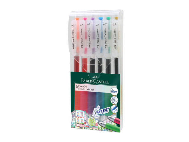 Gelpen Faber-Castell Fast Gel 0,7mm etui á 6 stuks