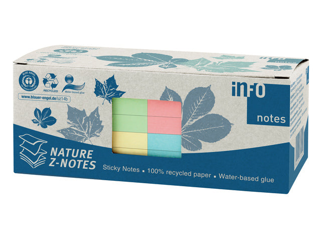 Infonota's 75x75mm Z-Notes ass kleur, natuur, doos 12 blokken