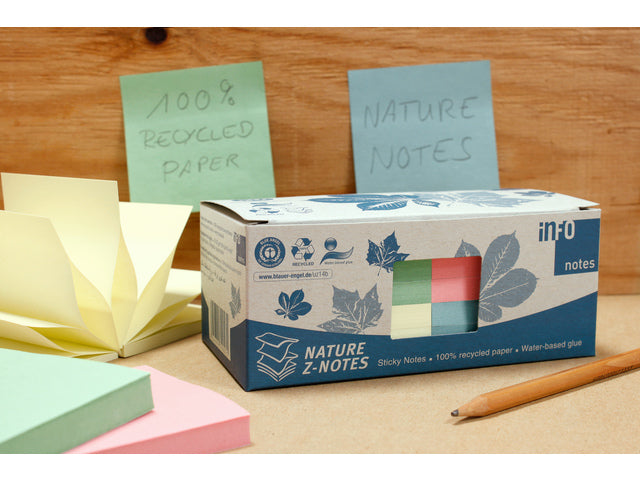 Infonota's 75x75mm Z-Notes ass kleur, natuur, doos 12 blokken