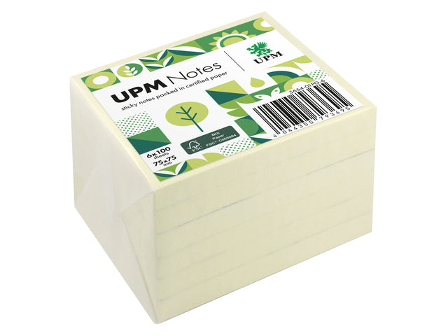 UPM-Notizen 75 x 75 Pastellgelb, 6 x 100 Vel