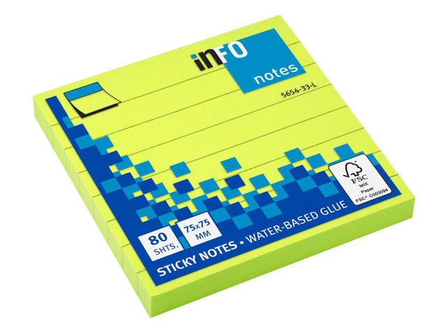 Info Hinweise: 75 x 75 mm großer grüner Block mit 80 mm Breite