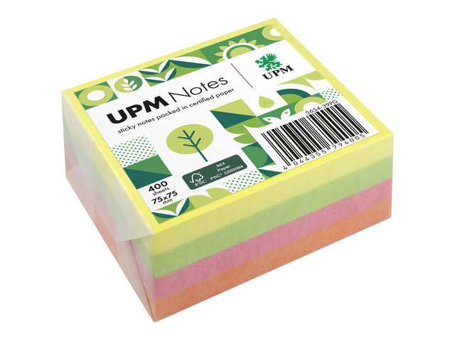 UPM Notes 75x75 sortierter bunter Block 400 Vel