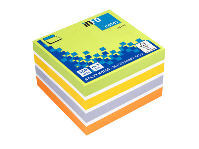 Info Notizen 75x75mm assorti Color Mix Block a 450 vel