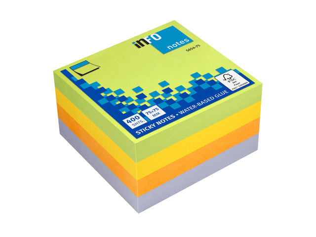 Info Notizen 75x75mm assorti Federblock a 400 vel