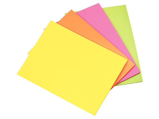 Info communicatiekaarten, 200x150mm, 4 x 50 stuks, geel, oranje, roze, groen