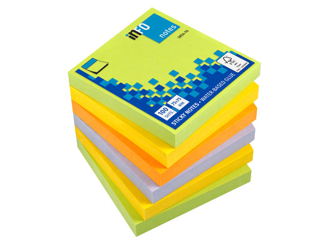 Info Opmerkingen 75x75mm assorti veerpak a 6 blok