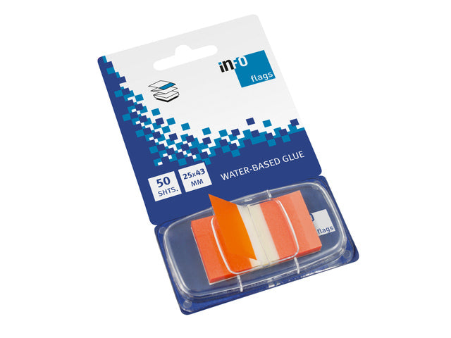 Infovlaggen 25x43mm oranje blister à 50 stuks