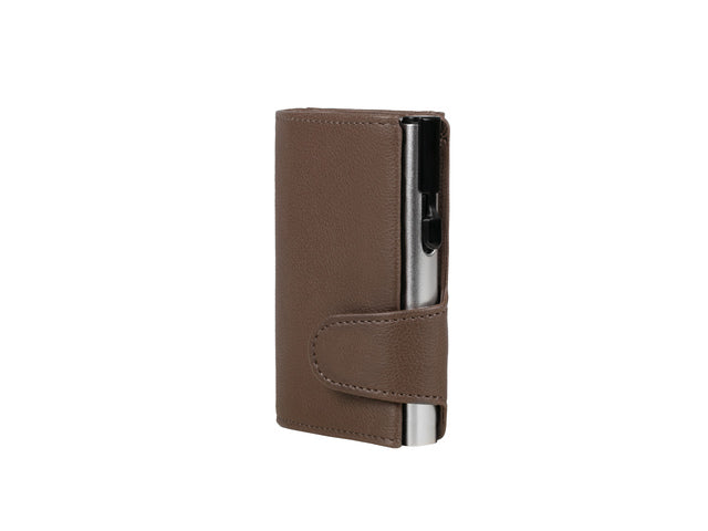 Pasjeshouder Clicksafe Kunstleder Braun/Silber RFID