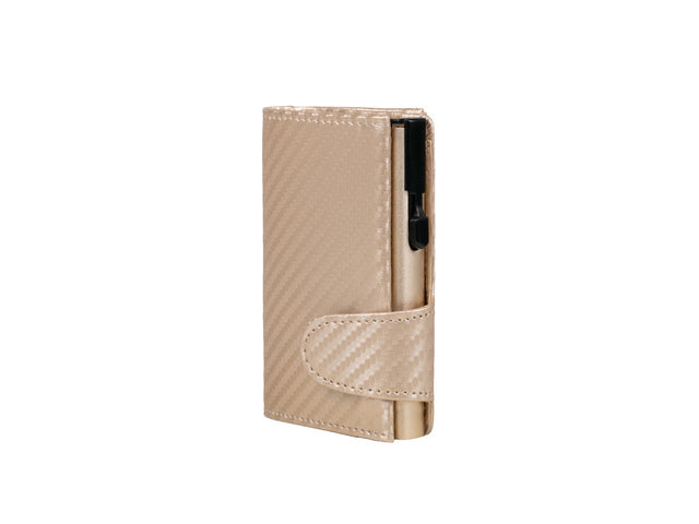 Pasjeshouder Clicksafe Kunstleer Carbon Champagner RFID