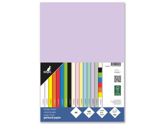 Papier Kangaro A4 120 gram pastel lila pak 100 vel