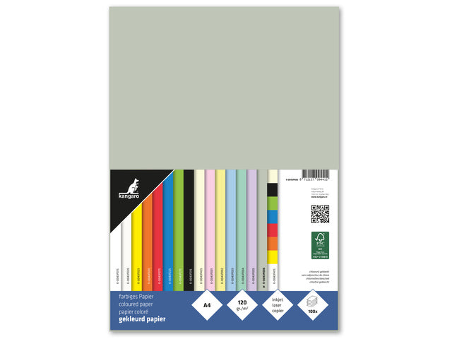 Papier Kangaro A4 120 gram pastelgrijs pak 100 vel