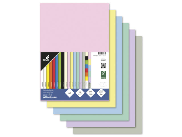 Papier Kangaro A4 120 Gramm Pastell sortiert pak a 100 Vel