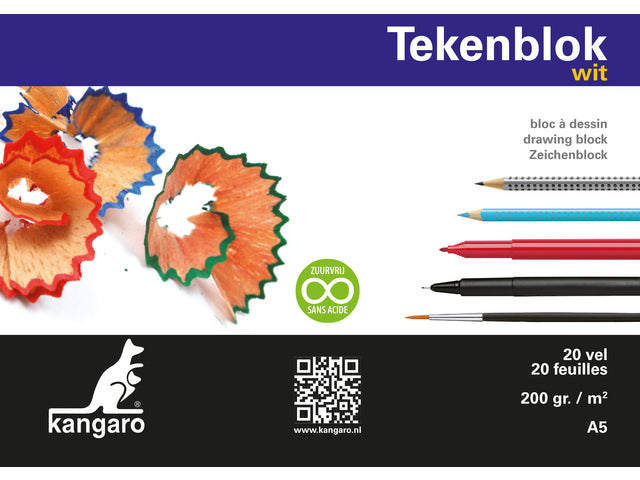 Papierblock Kangaro A5, 200 Gramm, 20 Blätter, mit Blätter, 1 Blatt Papier