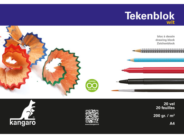 Tekenblok Kangaro 210x297mm 200 Gramm 20 Vel, weiß