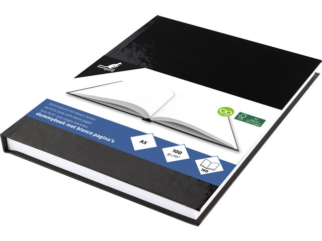 Dummyboek Kangaro A5 zwarte harde kaft 80 blad 100 grams blanco papier
