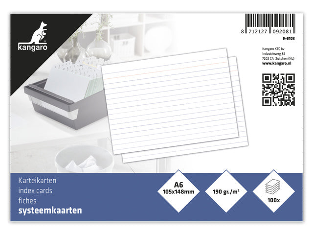 Systemkarte Kangaro A6 105x148mm, 190 Gramm, Packung mit 100 Vel