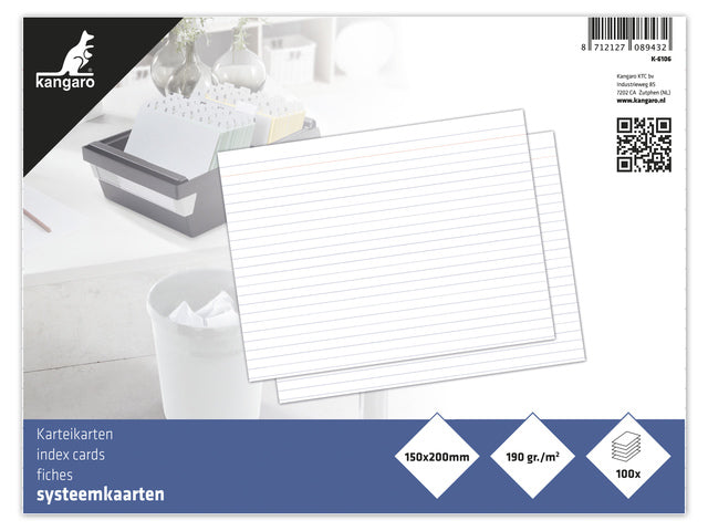 Systemkarte Kangaro 150x200mm, 190 Gramm, Packung mit 100 Vel