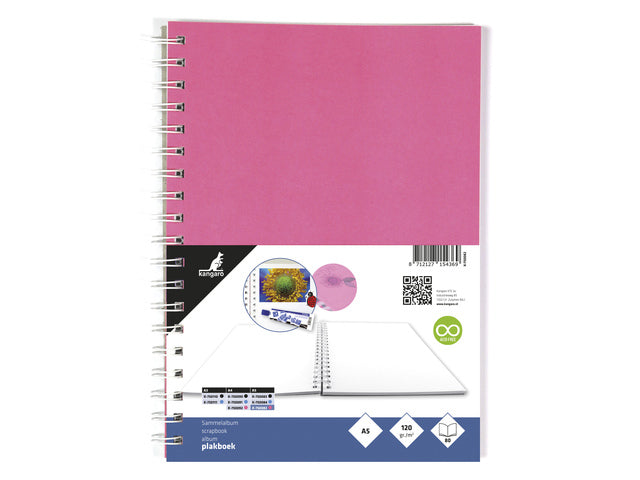 Plakbook Kangaro A5+ 120 Gramm 40 Vel, vorne rosa