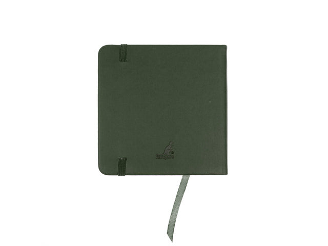 Schetsboek Kangaro 12x12cm waldgrün PU HC 80 Vel 140gr Raumweiß mit Elastik und Flusen