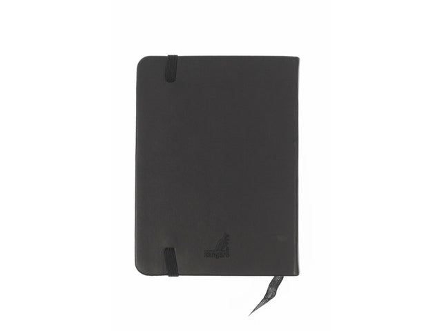 Buch Kangaro, A6, schwarz, PU, ​​Hardcover, 80 Blatt, 140 Gramm, raumweißes Papier mit elastischem und fusselfreiem Papier