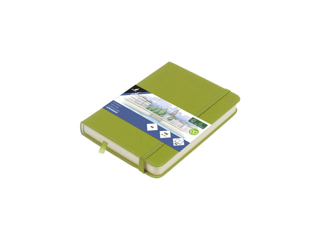 Schetsboek Kangaro A6 Limettengrün PU HC 80 Vel 140gr Raumweiß mit Elastik und Flusen