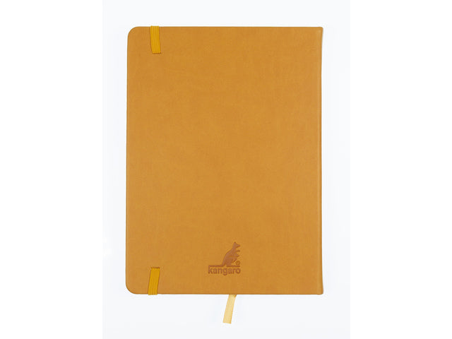 Schetsboek Kangaro A5 okergeel PU HC 80 blad 140gr roomwit met elastiek en lint