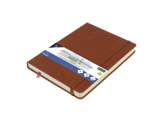 Schetsboek Kangaro A5 Cognac PU HC 80 Vel 140gr Raumweiß mit Elastik und Flusen