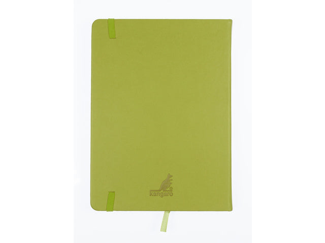 Schetsboek Kangaro A5 limoengroen PU HC 80 vel 140gr roomwit met elastiek en lint