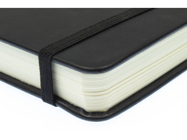 Schetsboek Kangaro A5 Querformat schwarz PU HC 80 Blatt 140gr Raumweiß mit Elastik und Flusen