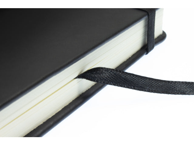 Schetsboek Kangaro A5 Querformat schwarz PU HC 80 Blatt 140gr Raumweiß mit Elastik und Flusen