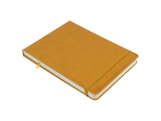 Schetsboek Kangaro A5 liggend okergeel PU HC 80 blad 140gr roomwit met elastiek en lint