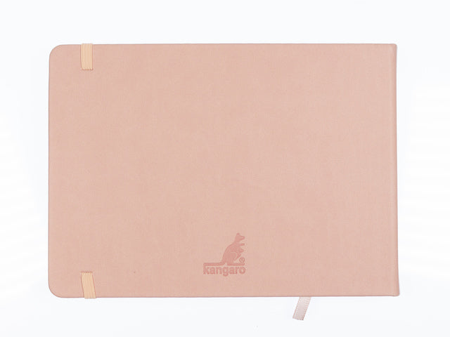Schetsboek Kangaro A5 Querformat, rosafarbenes PU, HC, 80 Blatt, 140 g, weiß mit Elastik und Flusen