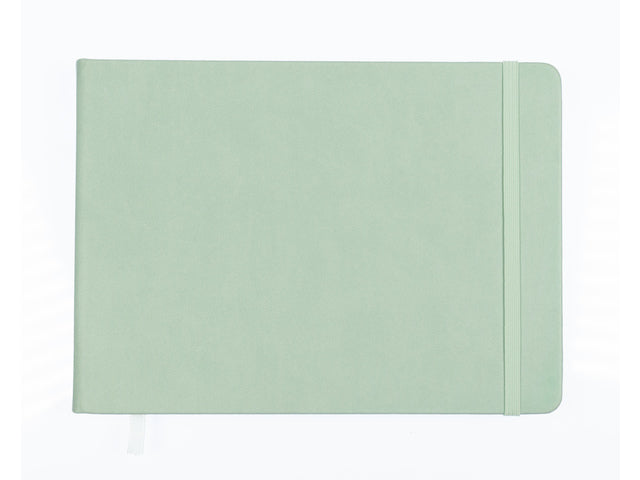 Schetsboek Kangaro A5 liggend mint PU HC 80 blad 140gr roomwit met elastiek en lint