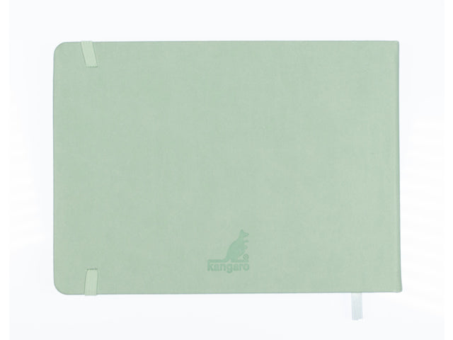 Schetsboek Kangaro A5 liggend mint PU HC 80 blad 140gr roomwit met elastiek en lint